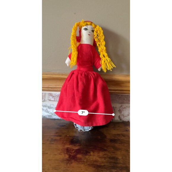 Vintage 3 in 1 Rag Doll Granny  Red-Riding Hood & Wolf Quilted Fabric Lace Doll - Picture 16 of 16